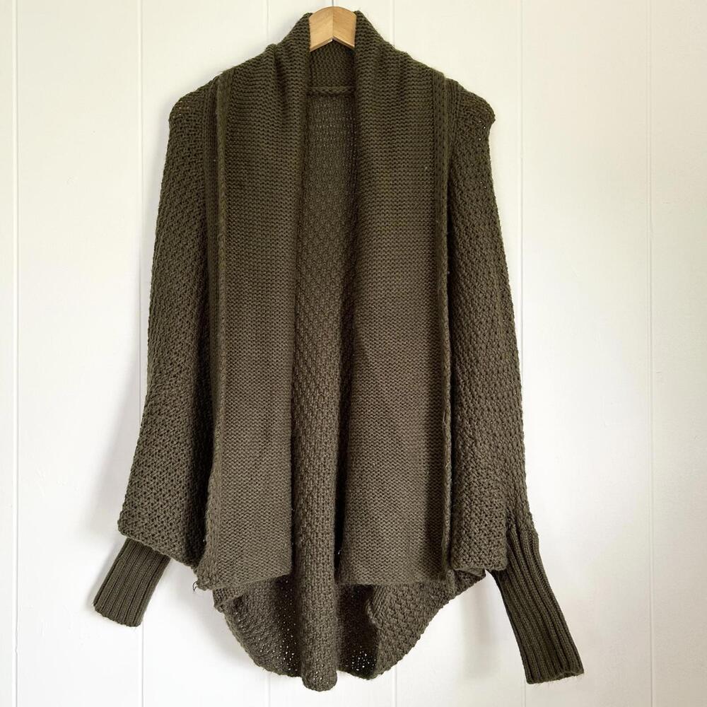 Unbranded Chunky Knit Batwing Olive Green Knit Cardigan Women's XL